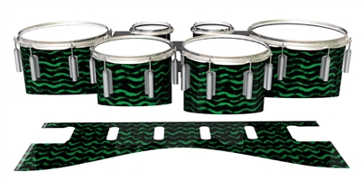 Dynasty 1st Generation Tenor Drum Slips - Wave Brush Strokes Green and Black (Green)