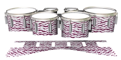 Dynasty 1st Generation Tenor Drum Slips - Wave Brush Strokes Maroon and White (Red)