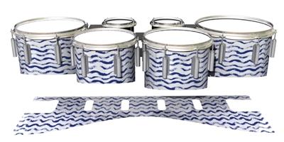 Dynasty 1st Generation Tenor Drum Slips - Wave Brush Strokes Navy Blue and White (Blue)