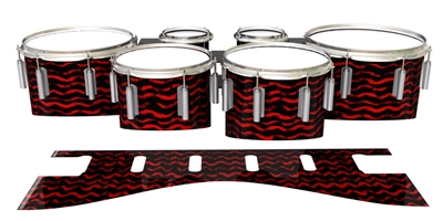 Dynasty 1st Generation Tenor Drum Slips - Wave Brush Strokes Red and Black (Red)