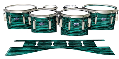 Dynasty Custom Elite Tenor Drum Slips - Chaos Brush Strokes Aqua and Black (Green) (Blue)