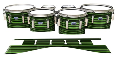 Dynasty Custom Elite Tenor Drum Slips - Green Horizon Stripes (Green)