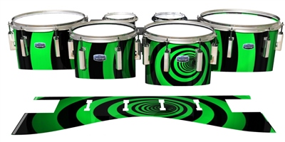 Dynasty Custom Elite Tenor Drum Slips - Green Vortex Illusion (Themed)