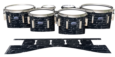 Dynasty Custom Elite Tenor Drum Slips - Illegible Script on Black (Themed)