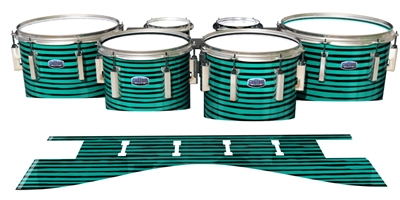 Dynasty Custom Elite Tenor Drum Slips - Lateral Brush Strokes Aqua and Black (Green) (Blue)