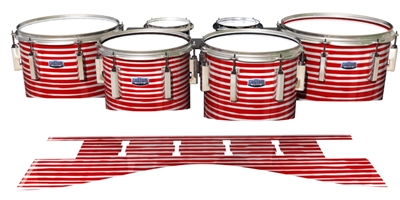 Dynasty Custom Elite Tenor Drum Slips - Lateral Brush Strokes Red and White (Red)