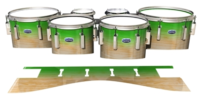 Dynasty Custom Elite Tenor Drum Slips - Maple Woodgrain Green Fade (Green)