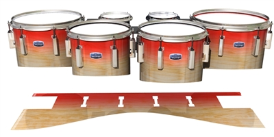 Dynasty Custom Elite Tenor Drum Slips - Maple Woodgrain Red Fade (Red)