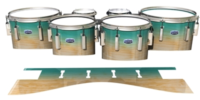 Dynasty Custom Elite Tenor Drum Slips - Maple Woodgrain Teal Fade (Blue) (Green)