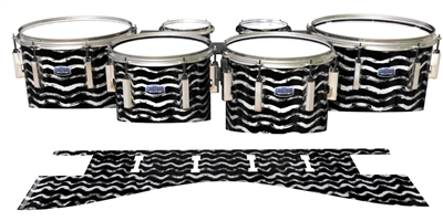 Dynasty Custom Elite Tenor Drum Slips - Wave Brush Strokes Black and White (Neutral)