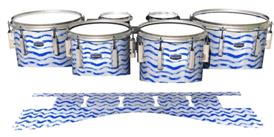 Dynasty Custom Elite Tenor Drum Slips - Wave Brush Strokes Blue and White (Blue)