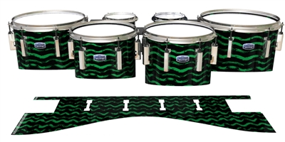 Dynasty Custom Elite Tenor Drum Slips - Wave Brush Strokes Green and Black (Green)