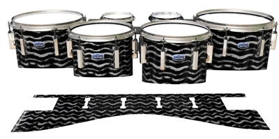 Dynasty Custom Elite Tenor Drum Slips - Wave Brush Strokes Grey and Black (Neutral)