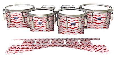 Dynasty Custom Elite Tenor Drum Slips - Wave Brush Strokes Red and White (Red)