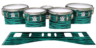 Ludwig Ultimate Series Tenor Drum Slips - Chaos Brush Strokes Aqua and Black (Green) (Blue)