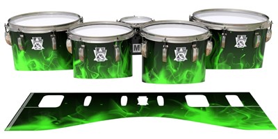 Ludwig Ultimate Series Tenor Drum Slips - Green Flames (Themed)