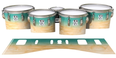 Ludwig Ultimate Series Tenor Drum Slips - Maple Woodgrain Teal Fade (Blue) (Green)