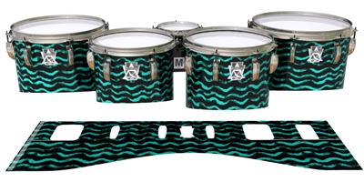 Ludwig Ultimate Series Tenor Drum Slips - Wave Brush Strokes Aqua and Black (Green) (Blue)