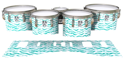 Ludwig Ultimate Series Tenor Drum Slips - Wave Brush Strokes Aqua and White (Green) (Blue)