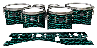 Mapex Quantum Tenor Drum Slips - Wave Brush Strokes Aqua and Black (Green) (Blue)