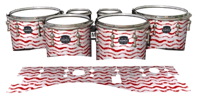 Mapex Quantum Tenor Drum Slips - Wave Brush Strokes Red and White (Red)