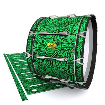 Pearl Championship Maple Bass Drum Slip (Old) - Dark Green Paisley (Themed)