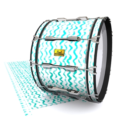 Pearl Championship Maple Bass Drum Slip (OLD) - Wave Brush Strokes Aqua and White (Blue) (Green)