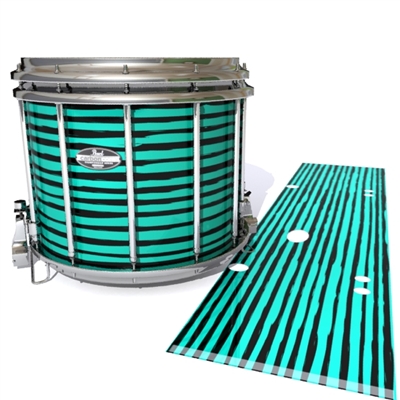 Pearl Championship CarbonCore Snare Drum Slip - Lateral Brush Strokes Aqua and Black (Green) (Blue)