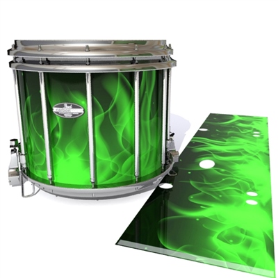 Pearl Championship CarbonCore Snare Drum Slip - Green Flames (Themed)