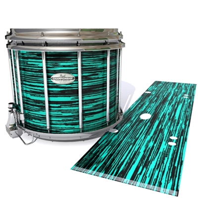 Pearl Championship Maple Snare Drum Slip - Chaos Brush Strokes Aqua and Black (Green) (Blue)