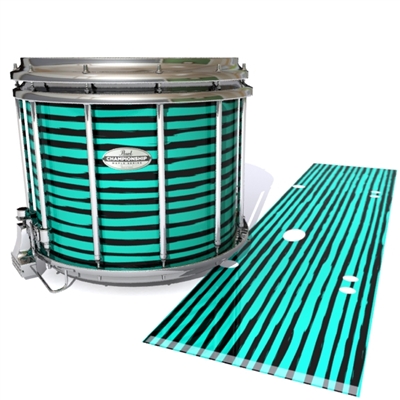 Pearl Championship Maple Snare Drum Slip - Lateral Brush Strokes Aqua and Black (Green) (Blue)