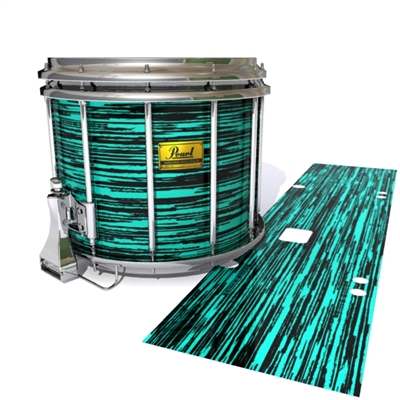 Pearl Championship Maple Snare Drum Slip (Old) - Chaos Brush Strokes Aqua and Black (Blue) (Green)