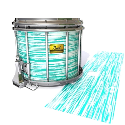 Pearl Championship Maple Snare Drum Slip (Old) - Chaos Brush Strokes Aqua and White (Blue) (Green)