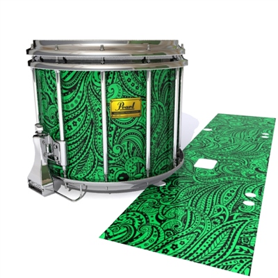 Pearl Championship Maple Snare Drum Slip (Old) - Dark Green Paisley (Themed)
