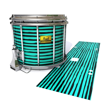 Pearl Championship Maple Snare Drum Slip (Old) - Lateral Brush Strokes Aqua and Black (Blue) (Green)