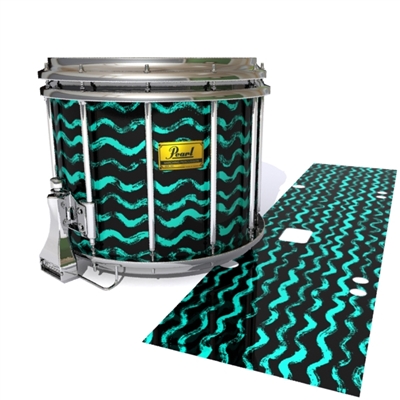 Pearl Championship Maple Snare Drum Slip (Old) - Wave Brush Strokes Aqua and Black (Green) (Blue)