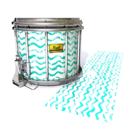 Pearl Championship Maple Snare Drum Slip (Old) - Wave Brush Strokes Aqua and White (Green) (Blue)