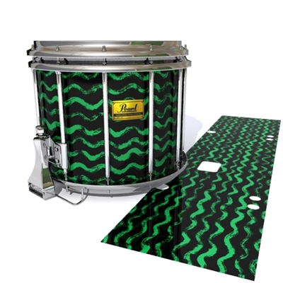 Pearl Championship Maple Snare Drum Slip (Old) - Wave Brush Strokes Green and Black (Green)