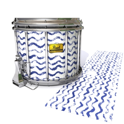 Pearl Championship Maple Snare Drum Slip (Old) - Wave Brush Strokes Navy Blue and White (Blue)
