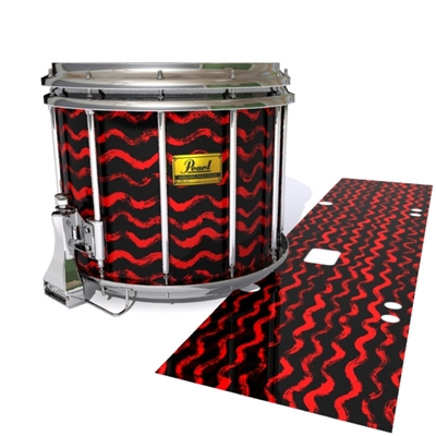 Pearl Championship Maple Snare Drum Slip (Old) - Wave Brush Strokes Red and Black (Red)