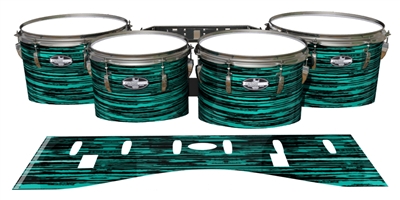 Pearl Championship CarbonCore Tenor Drum Slips - Chaos Brush Strokes Aqua and Black (Green) (Blue)
