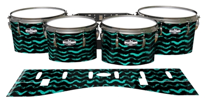 Pearl Championship CarbonCore Tenor Drum Slips - Wave Brush Strokes Aqua and Black (Green) (Blue)
