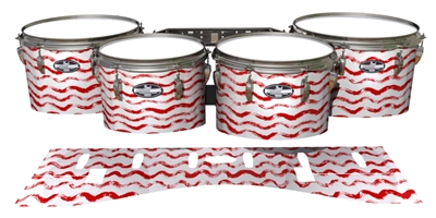 Pearl Championship CarbonCore Tenor Drum Slips - Wave Brush Strokes Red and White (Red)