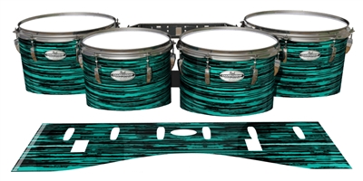 Pearl Championship Maple Tenor Drum Slips - Chaos Brush Strokes Aqua and Black (Green) (Blue)