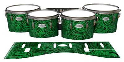 Pearl Championship Maple Tenor Drum Slips - Dark Green Paisley (Themed)