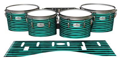 Pearl Championship Maple Tenor Drum Slips - Lateral Brush Strokes Aqua and Black (Blue) (Green)