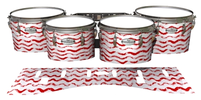Pearl Championship Maple Tenor Drum Slips - Wave Brush Strokes Red and White (Red)
