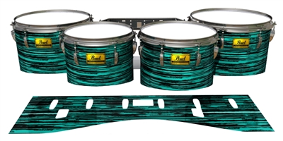 Pearl Championship Maple Tenor Drum Slips (Old) - Chaos Brush Strokes Aqua and Black (Green) (Blue)