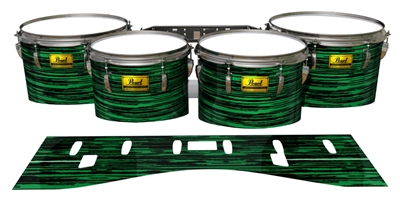 Pearl Championship Maple Tenor Drum Slips (Old) - Chaos Brush Strokes Green and Black (Green)