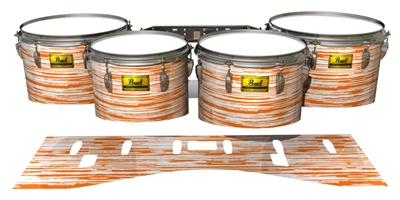 Pearl Championship Maple Tenor Drum Slips (Old) - Chaos Brush Strokes Orange and White (Orange)